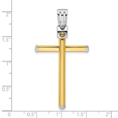 14K Two-tone Polished Cross Pendant