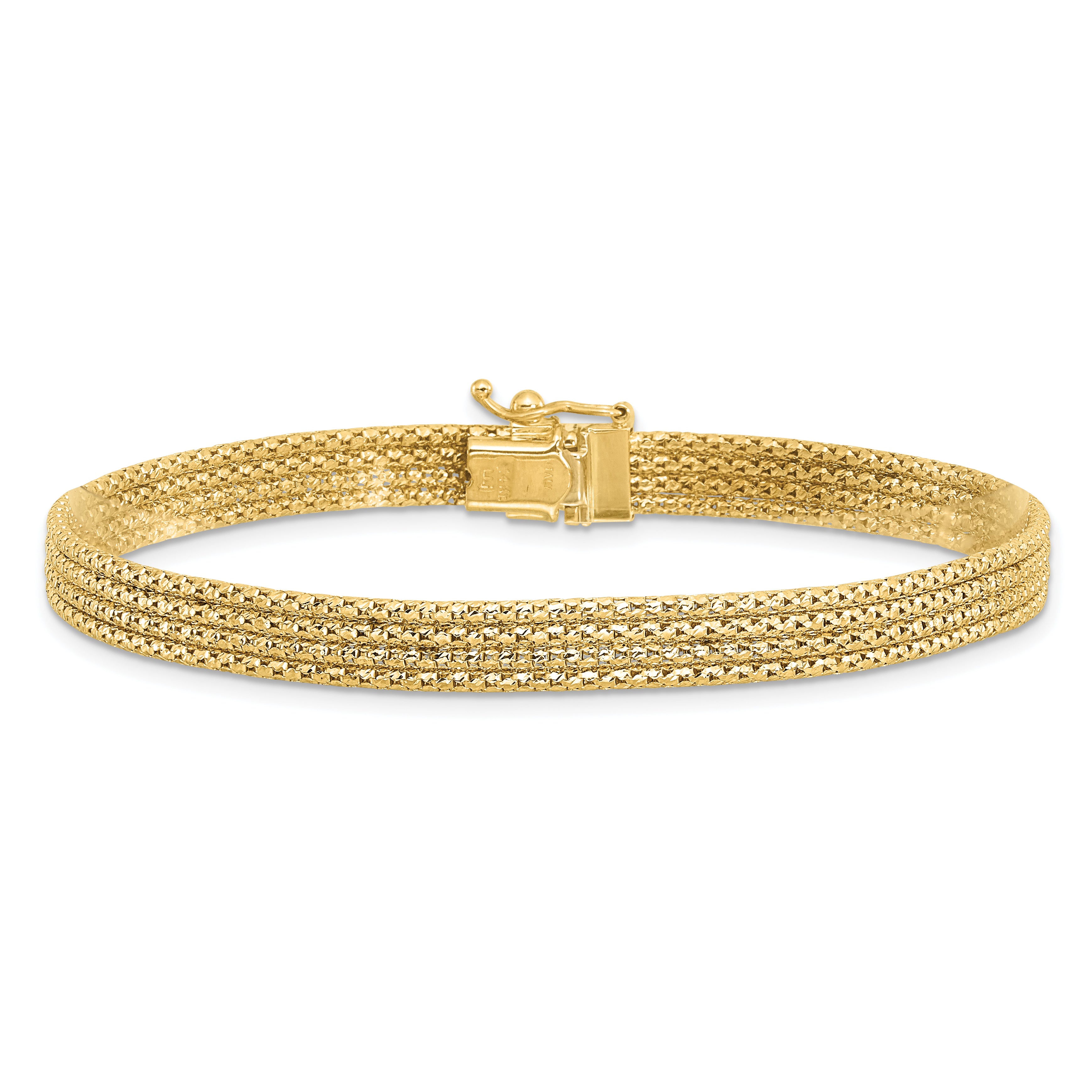 14K Polished Woven Bracelet - 7.5