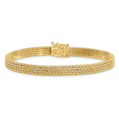 14K Polished Woven Bracelet - 7.5