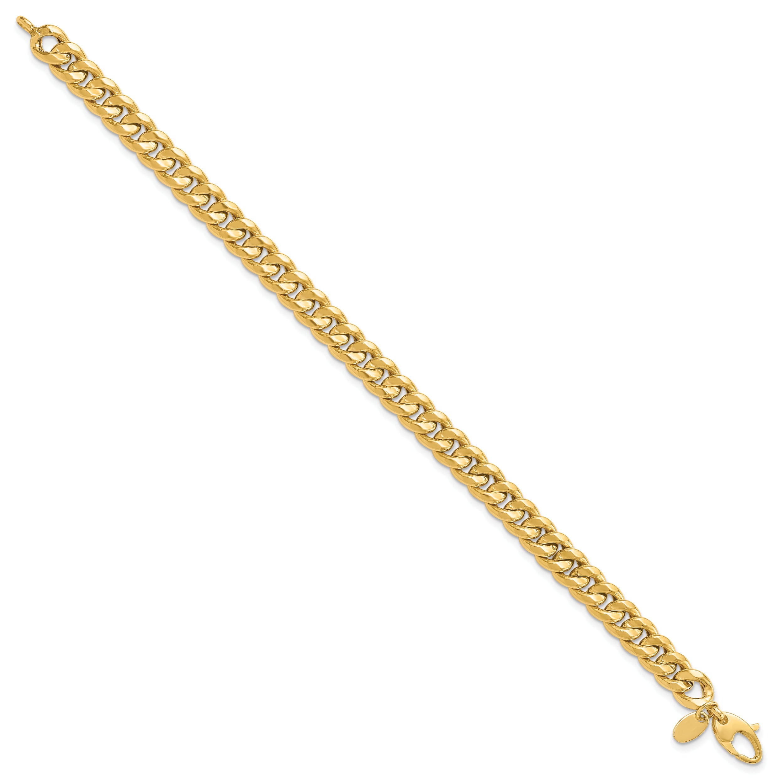 14K Polished Fancy Beveled Curb Bracelet