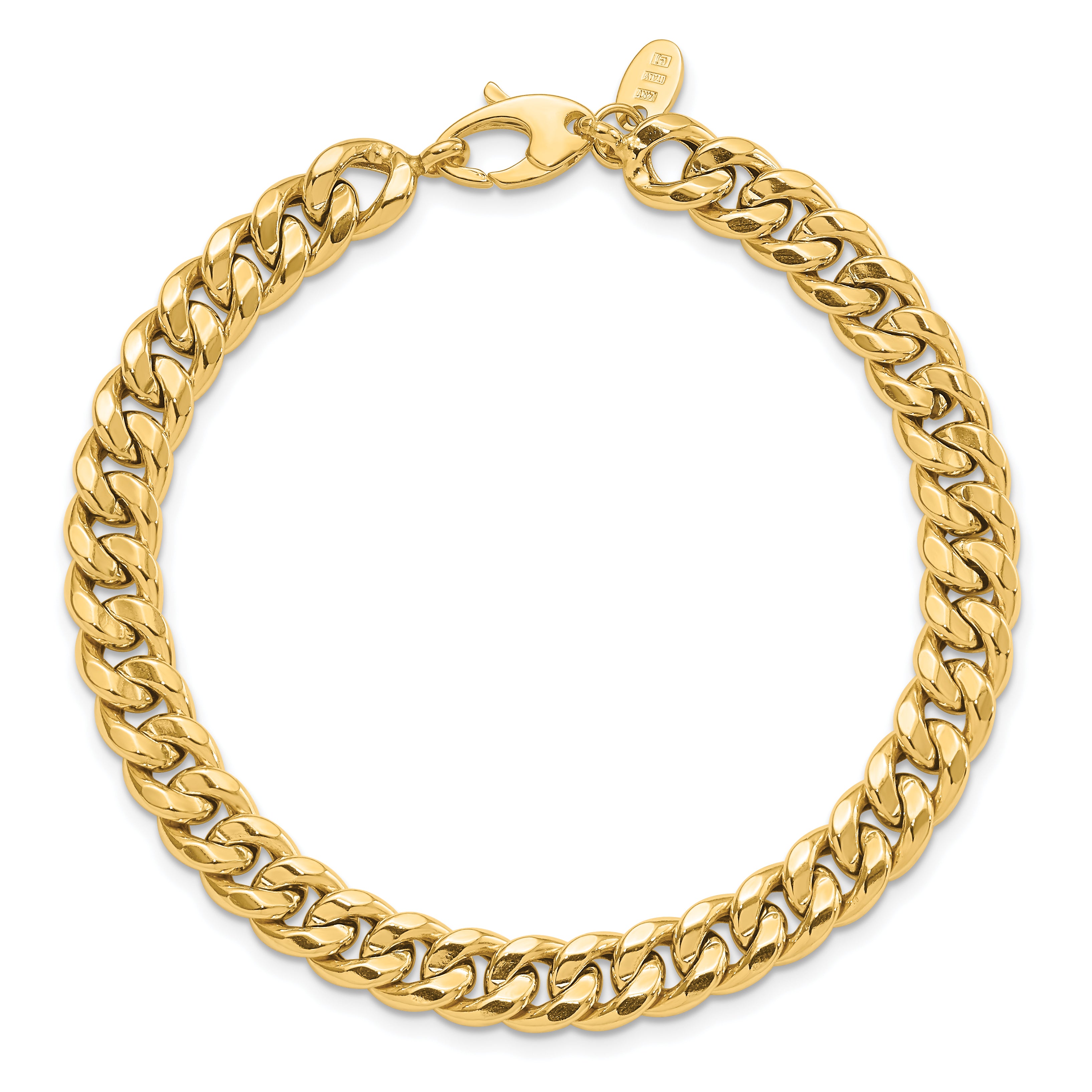 14K Polished Fancy Beveled Curb Bracelet