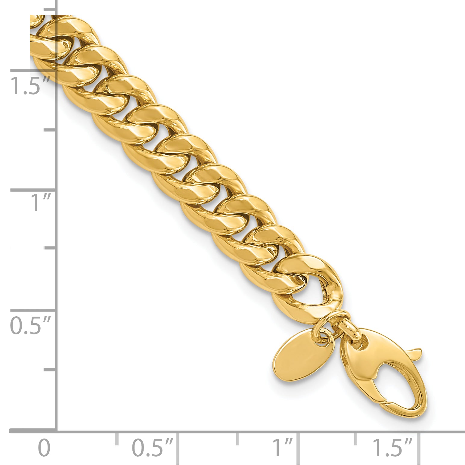 14K Polished Fancy Beveled Curb Bracelet