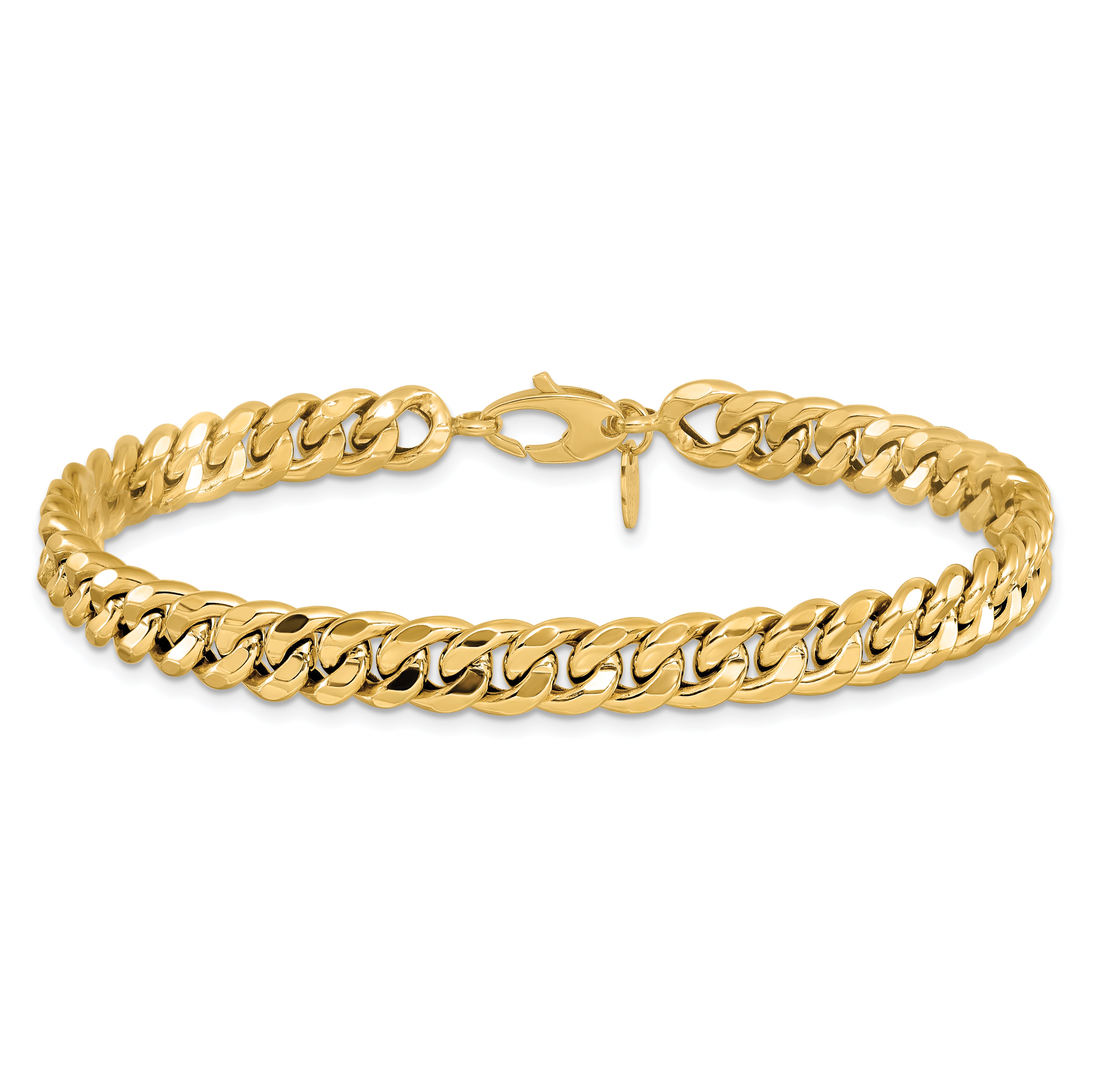 14K Polished Fancy Beveled Curb Bracelet