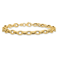 14K Polished and Textured Fancy Link Bracelet