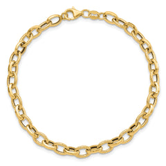 14K Polished and Textured Fancy Link Bracelet