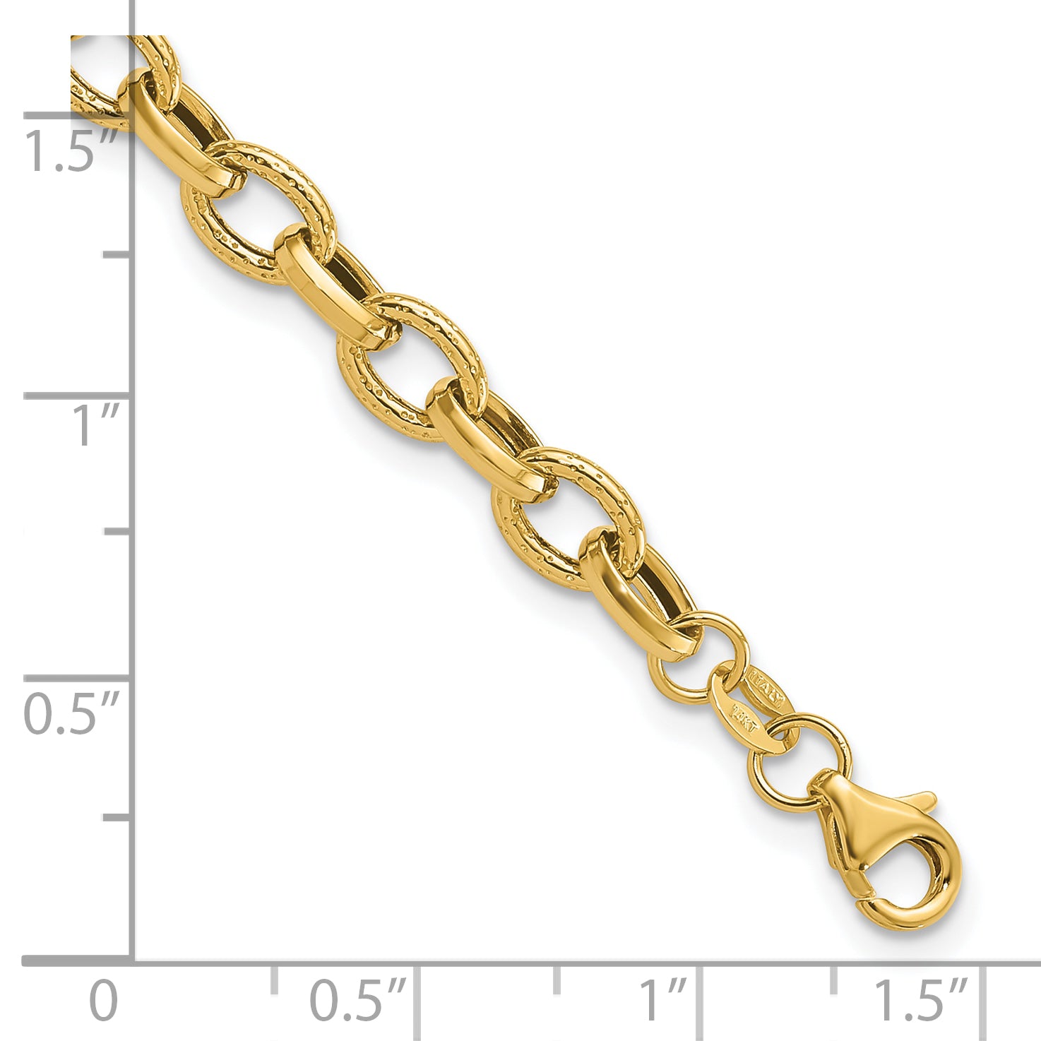 14K Polished and Textured Fancy Link Bracelet