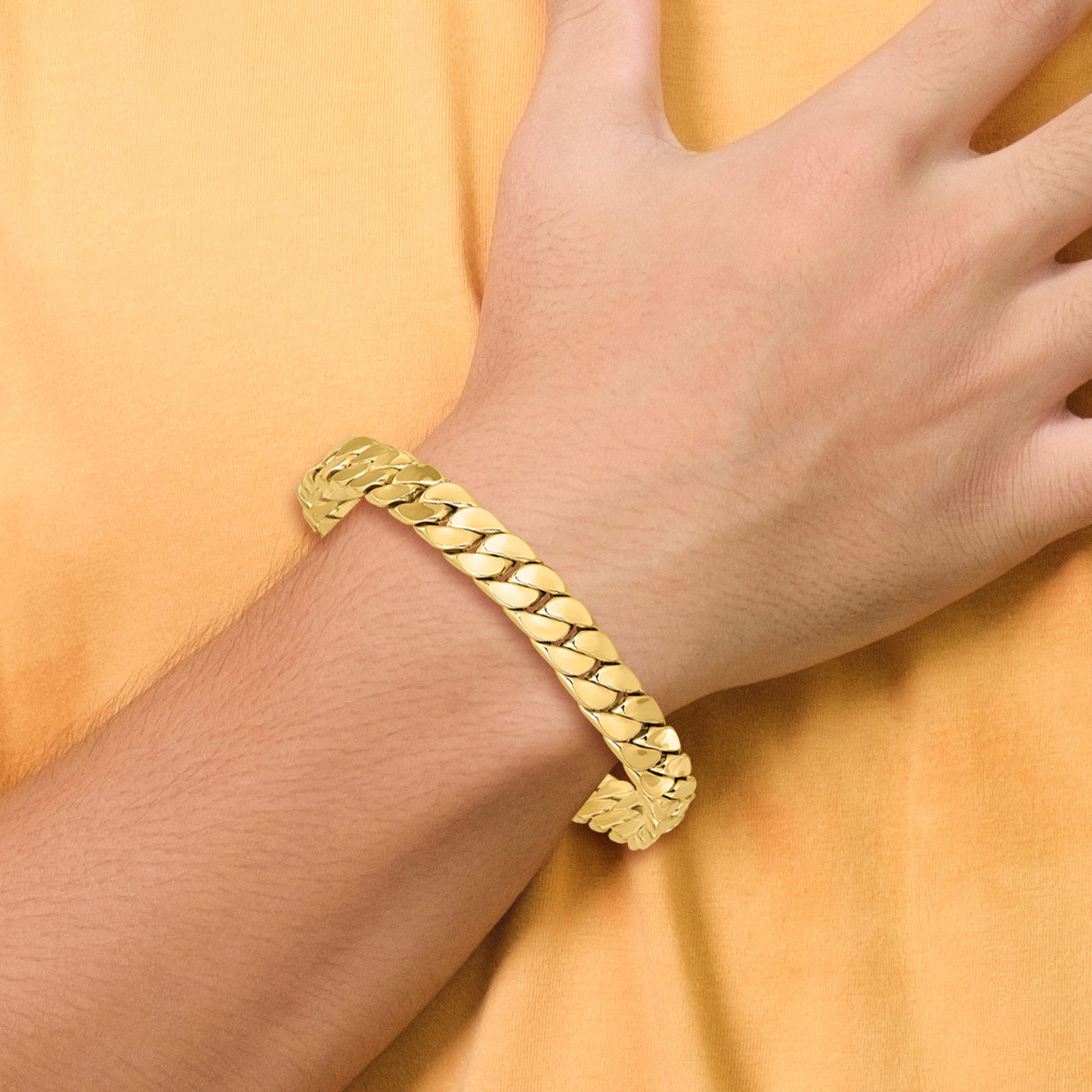 14K Polished Fancy Curb Bracelet