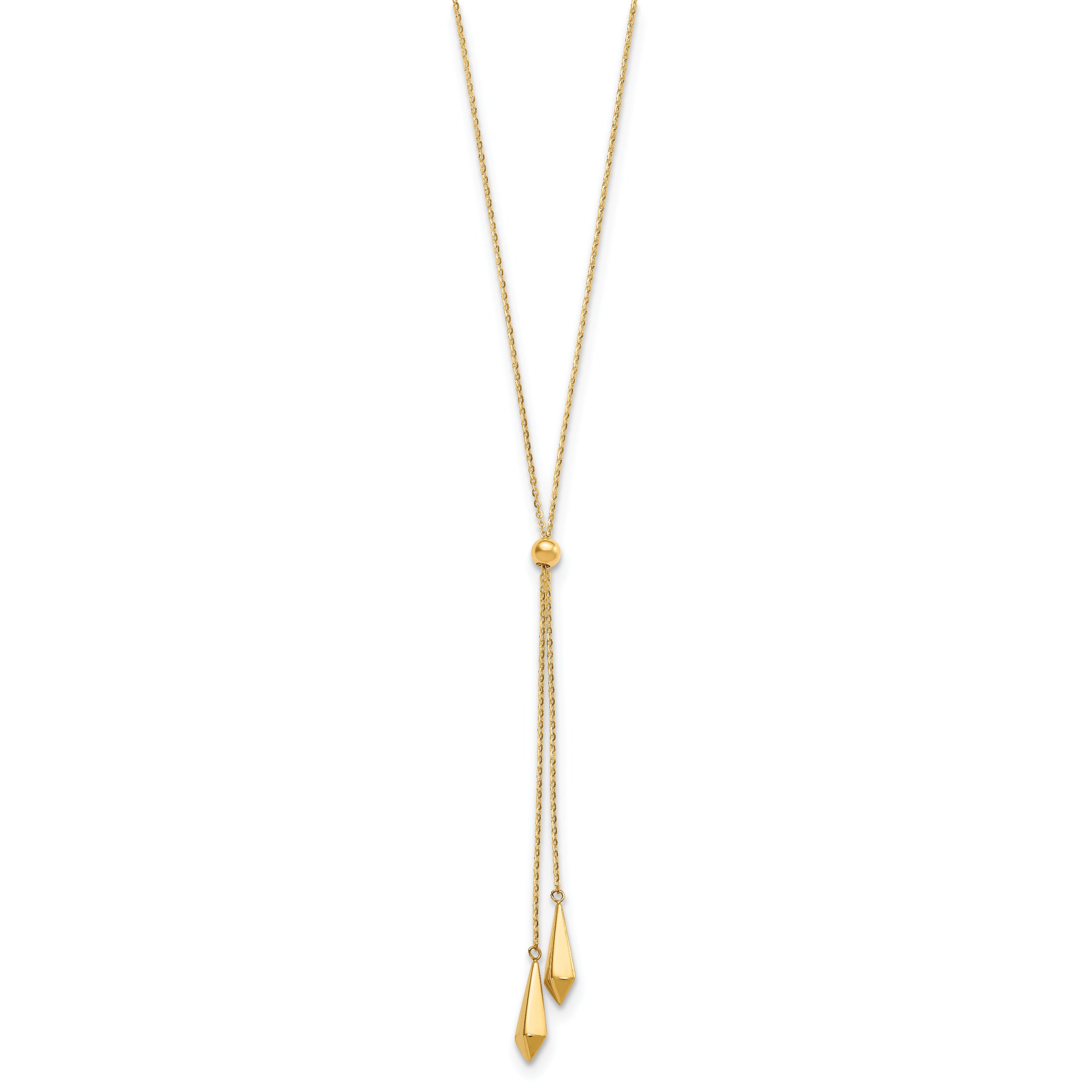 14K Polished Adjustable Y Drop Necklace