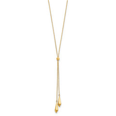 14K Polished Adjustable Y Drop Necklace