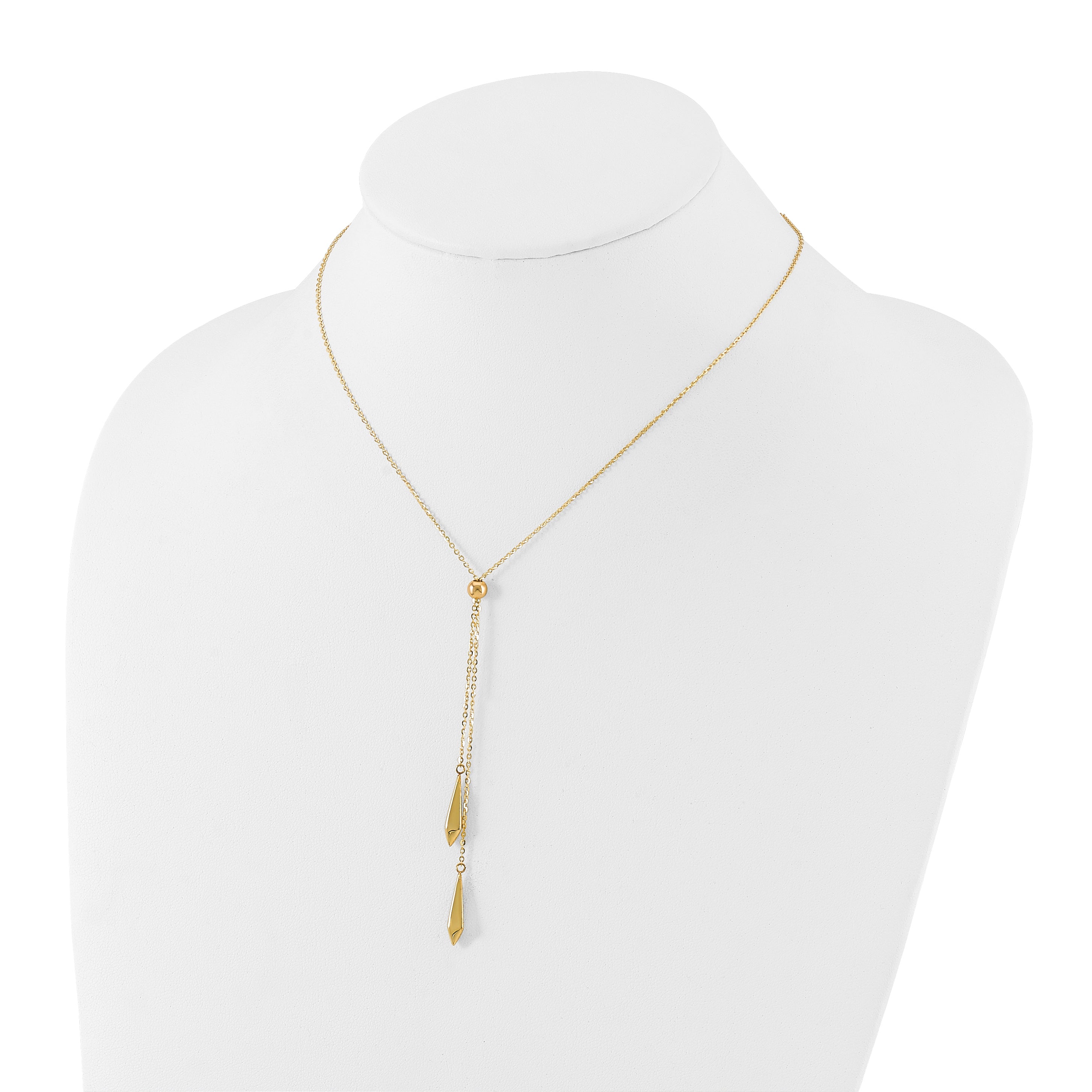 14K Polished Adjustable Y Drop Necklace