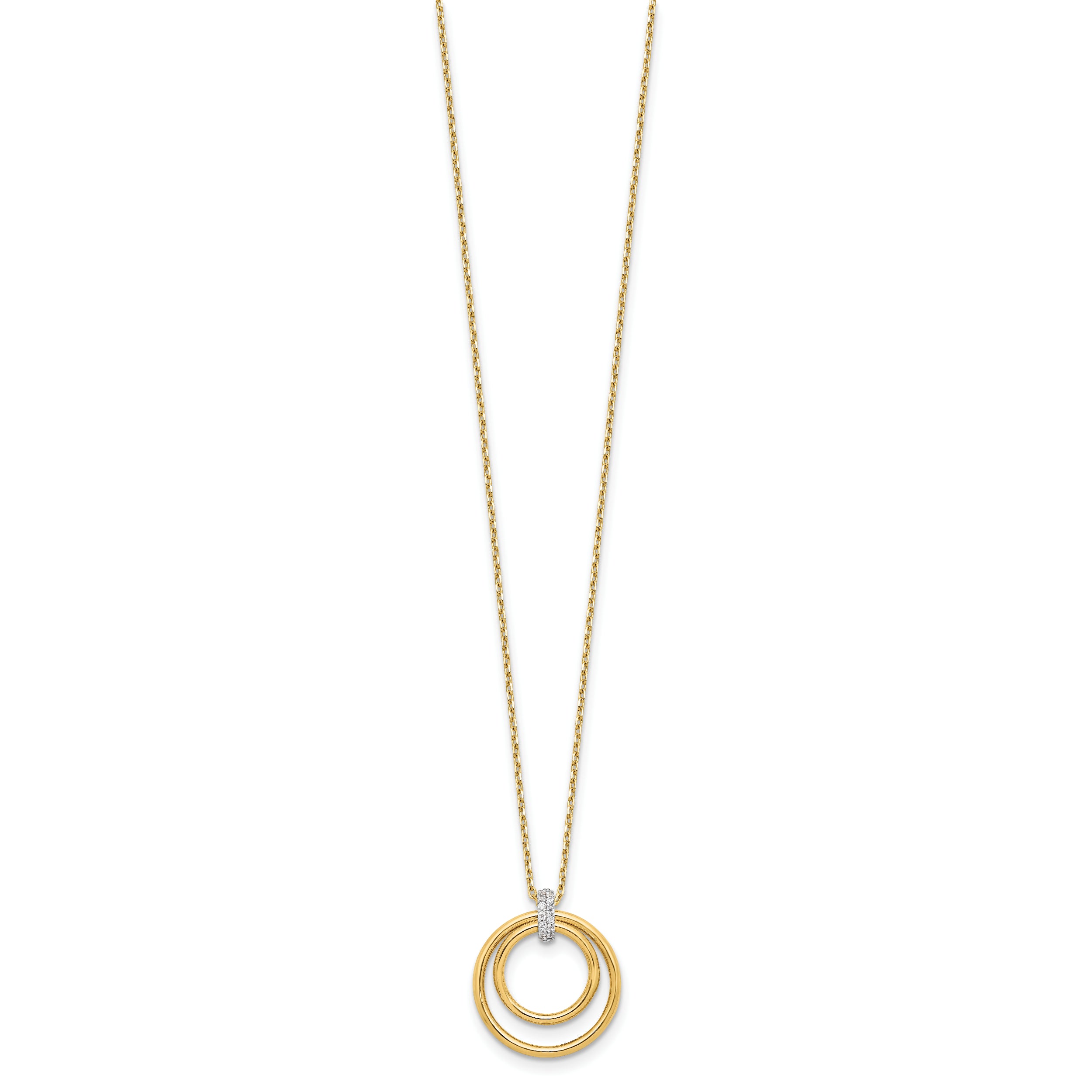 14K Two-tone Polished CZ Circles Necklace