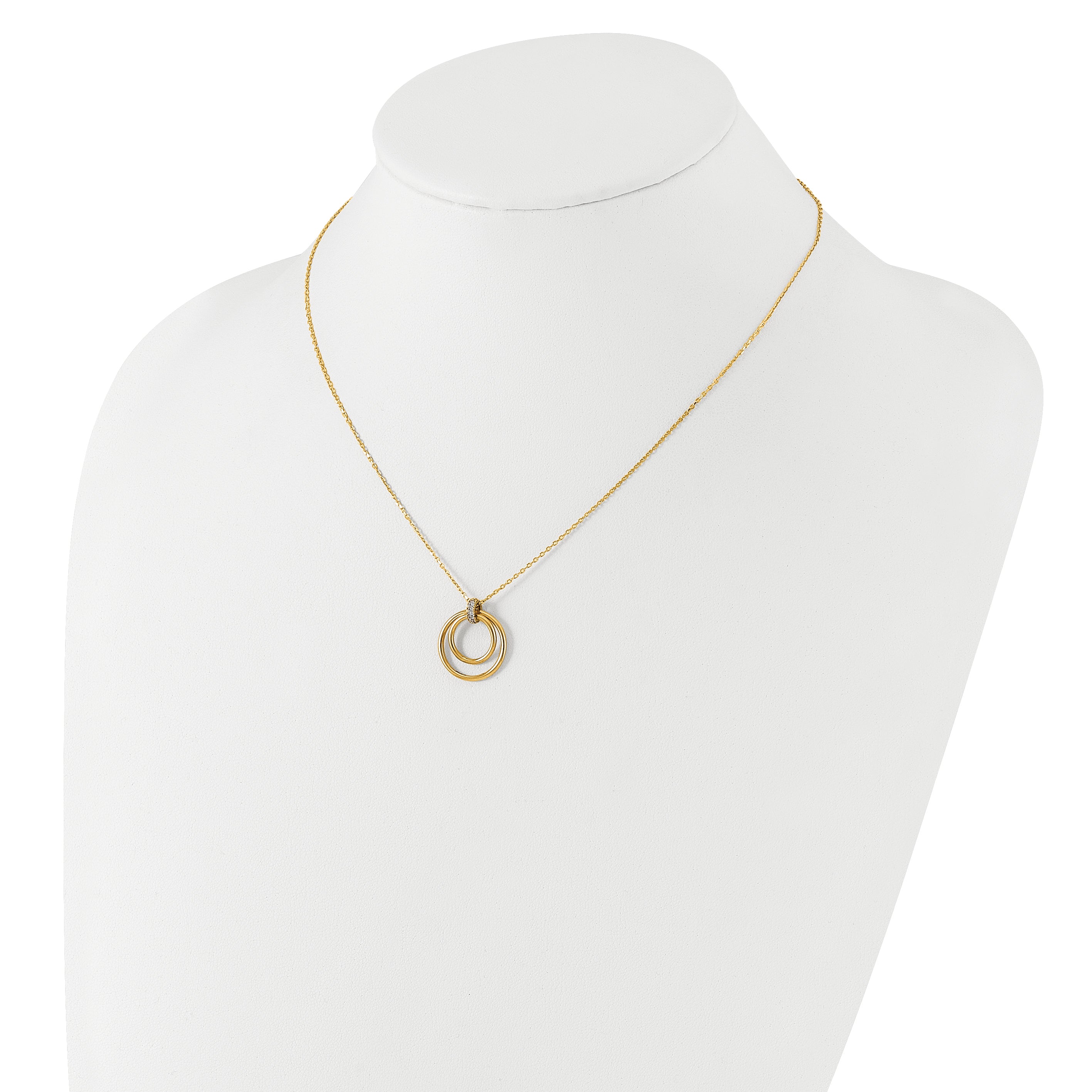 14K Two-tone Polished CZ Circles Necklace