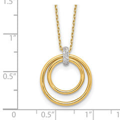 14K Two-tone Polished CZ Circles Necklace