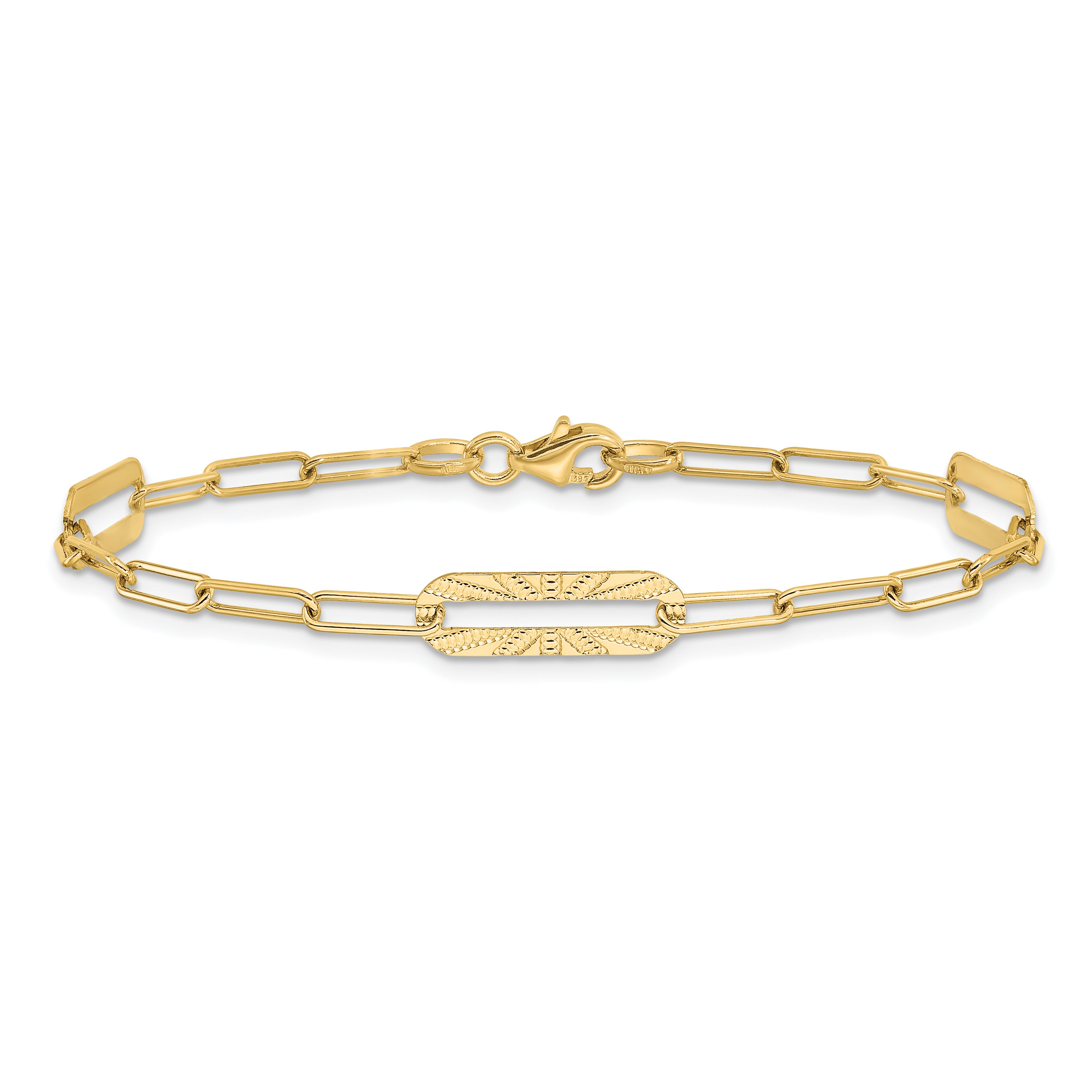 14K Polished and Textured Fancy Link Bracelet
