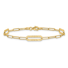14K Polished and Textured Fancy Link Bracelet