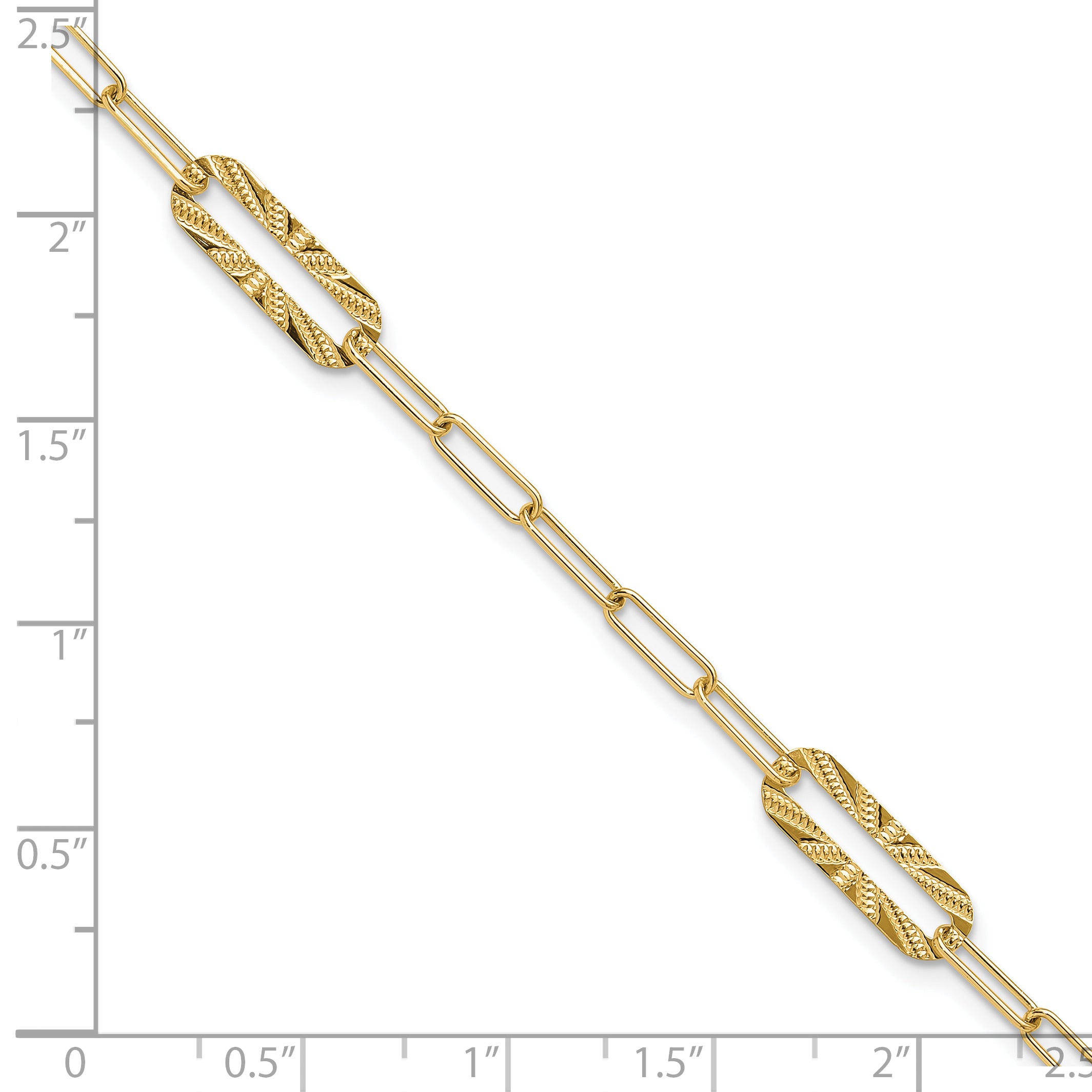 14K Polished and Textured Fancy Link Bracelet