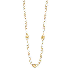 14K Polished and Diamond-cut Fancy Link with 1in ext. Necklace