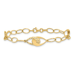 14K Polished and Diamond-cut Fancy Link Bracelet
