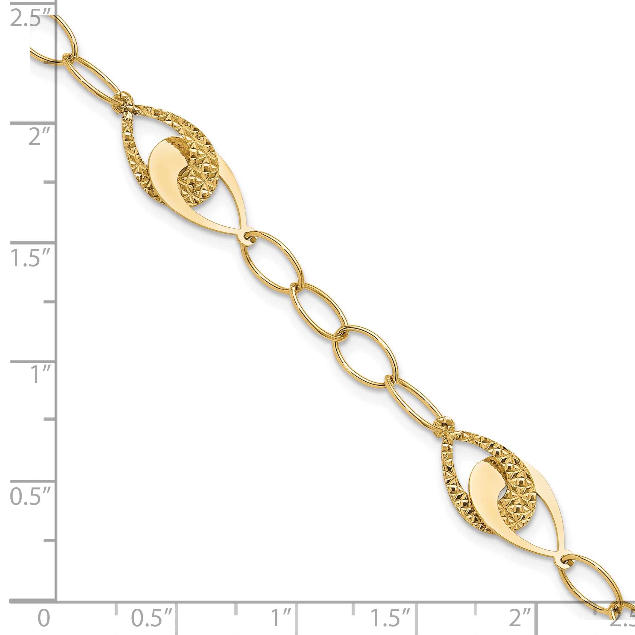 14K Polished and Diamond-cut Fancy Link Bracelet