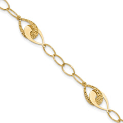 14K Polished and Diamond-cut Fancy Link Bracelet