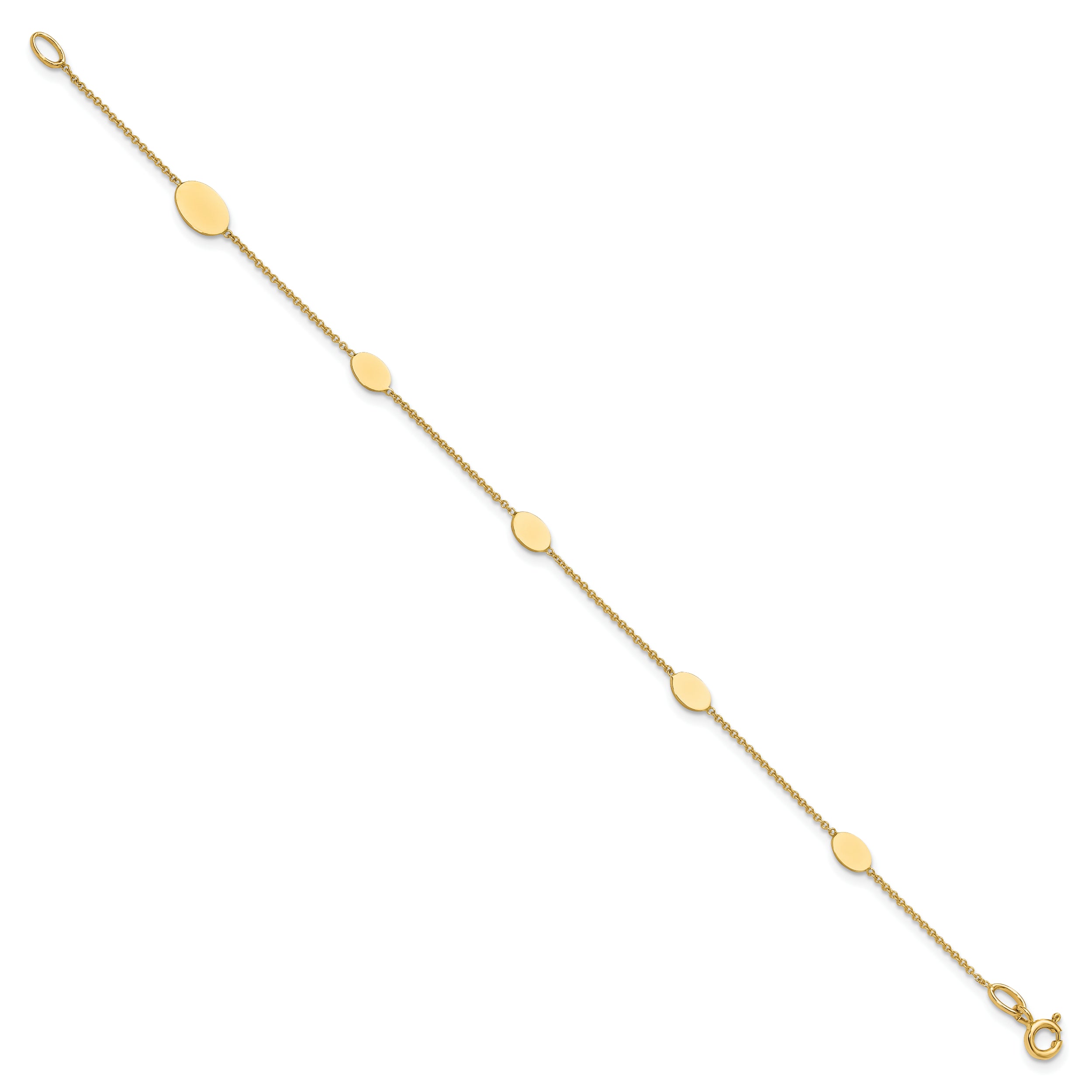 14K Polished Oval Discs Station Bracelet