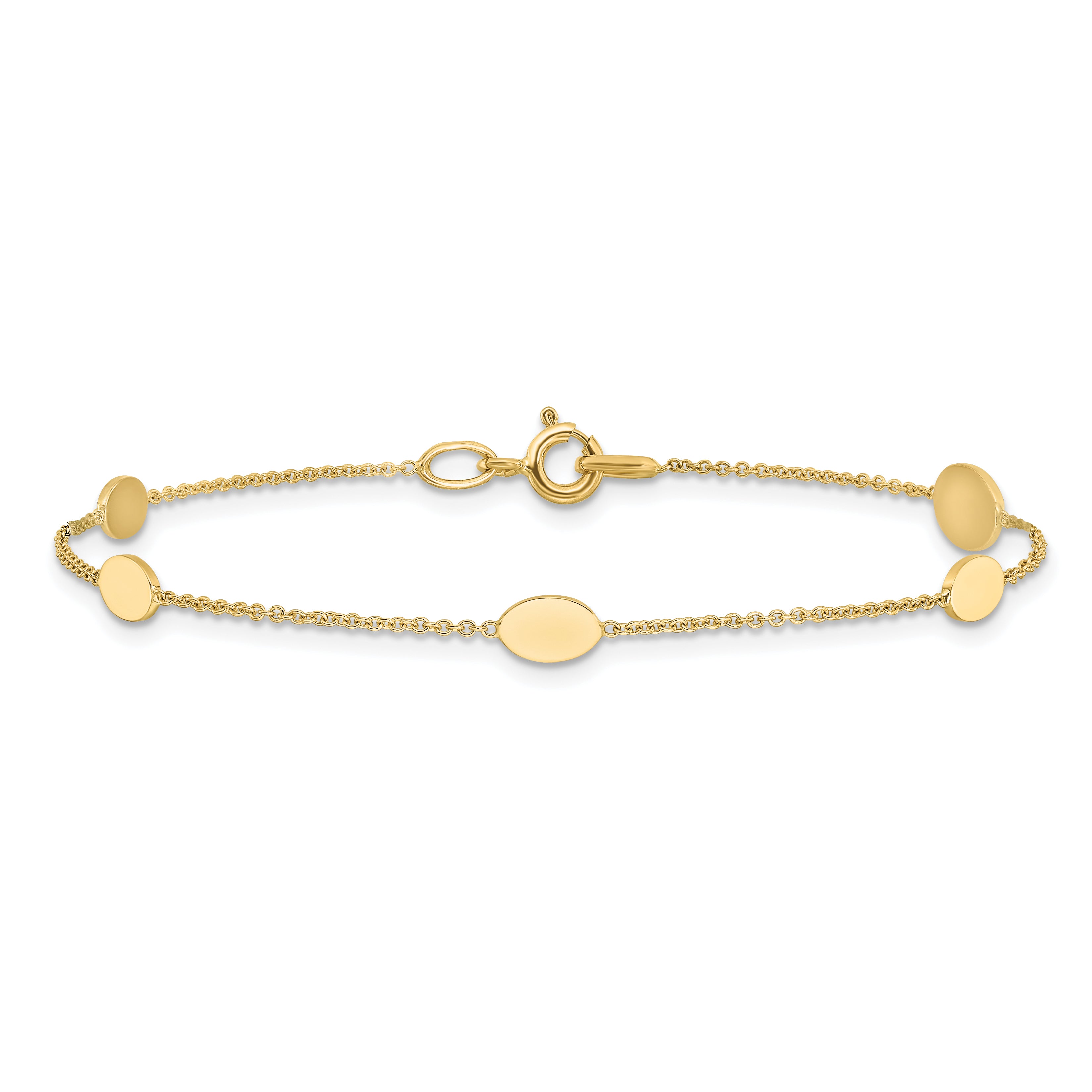 14K Polished Oval Discs Station Bracelet