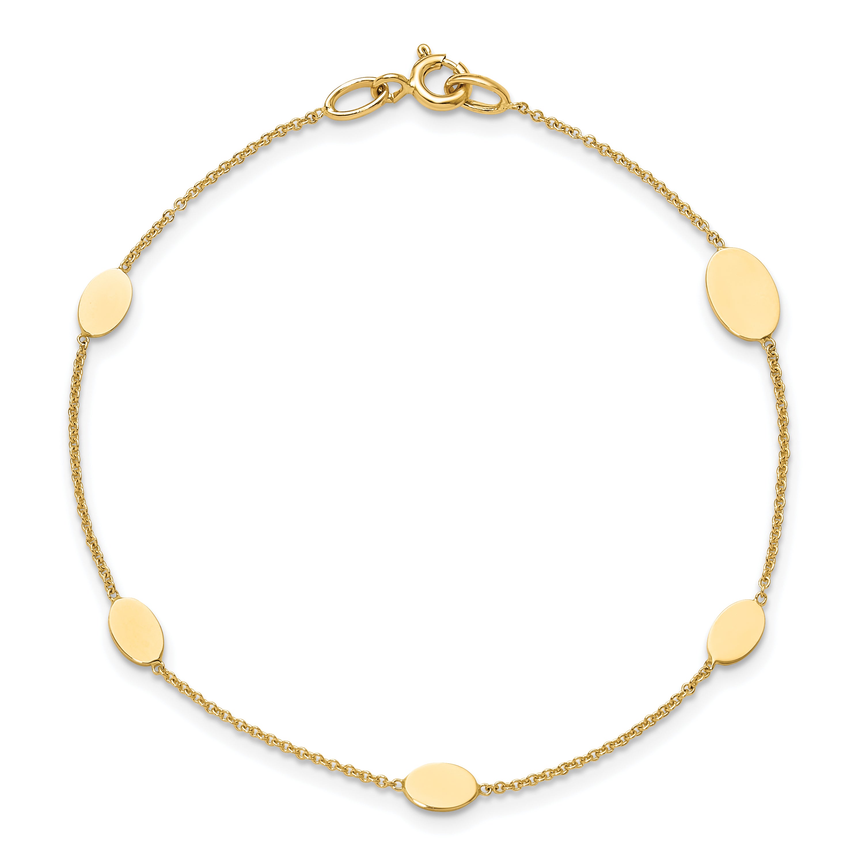 14K Polished Oval Discs Station Bracelet