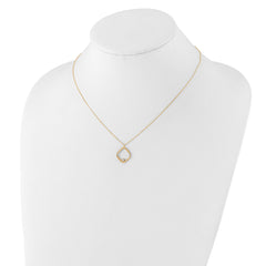 14K with Rhodium Polished CZ Square Necklace