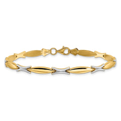 14K Two-tone Polished Fancy Link Bracelet - 7.5