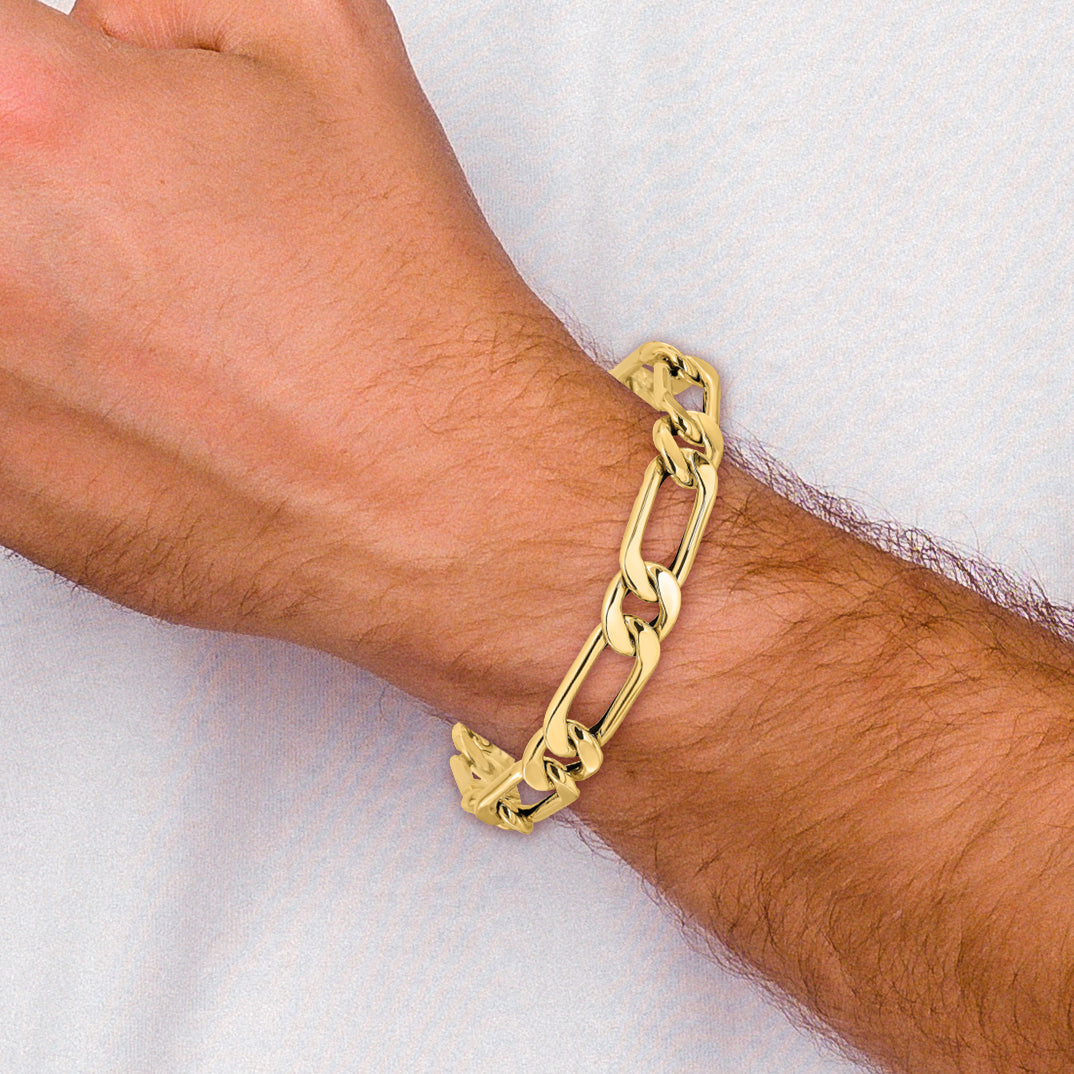14K Polished  Hollow Fancy Link Men's Bracelet
