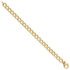 14K Polished and Textured Fancy Link Bracelet