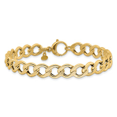 14K Polished and Textured Fancy Link Bracelet