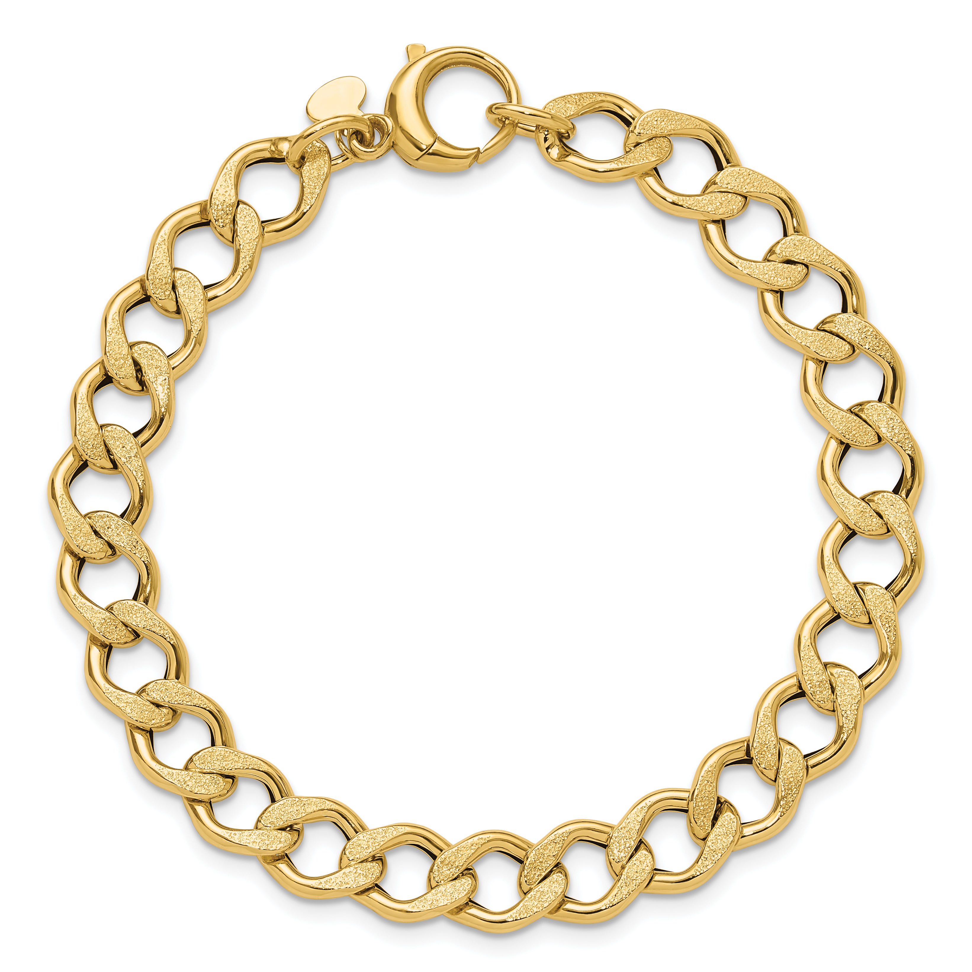 14K Polished and Textured Fancy Link Bracelet