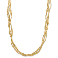 14K Mesh Diamond-cut 4-strand Wave Necklace