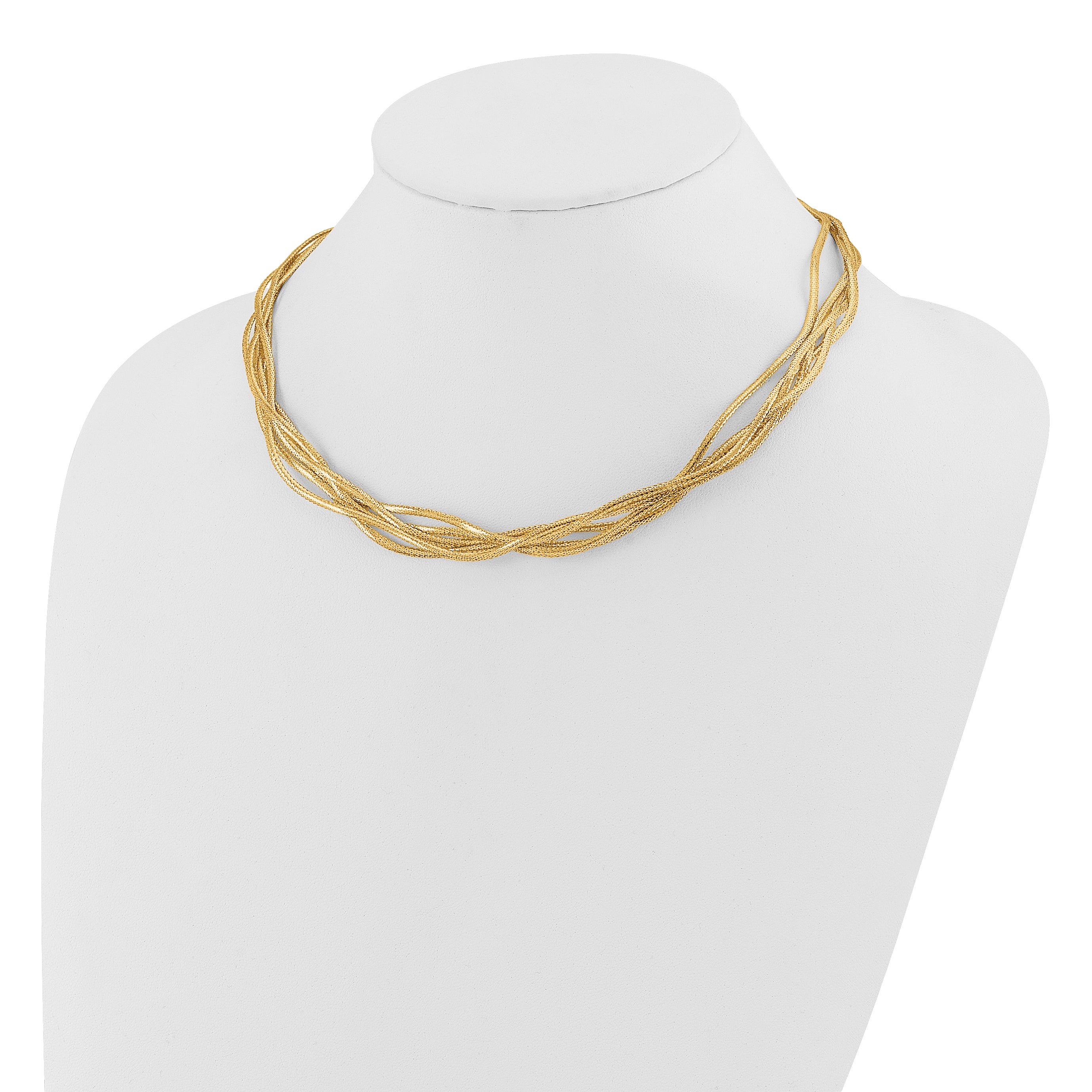 14K Mesh Diamond-cut 4-strand Wave Necklace