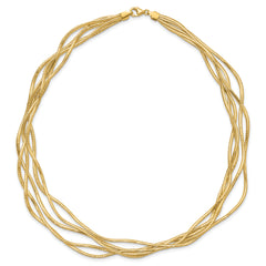 14K Mesh Diamond-cut 4-strand Wave Necklace