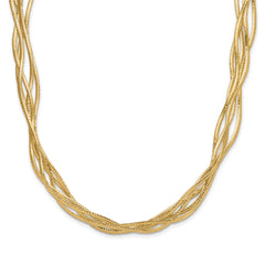 14K Mesh Diamond-cut 4-strand Wave Necklace