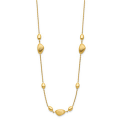 14k Brushed and Polished Beaded 17in with 1in ext Necklace