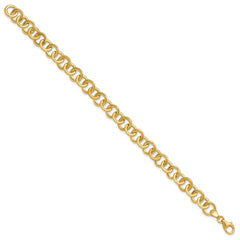 14K Polished and Satin Fancy Circle Link Bracelet