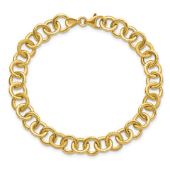 14K Polished and Satin Fancy Circle Link Bracelet