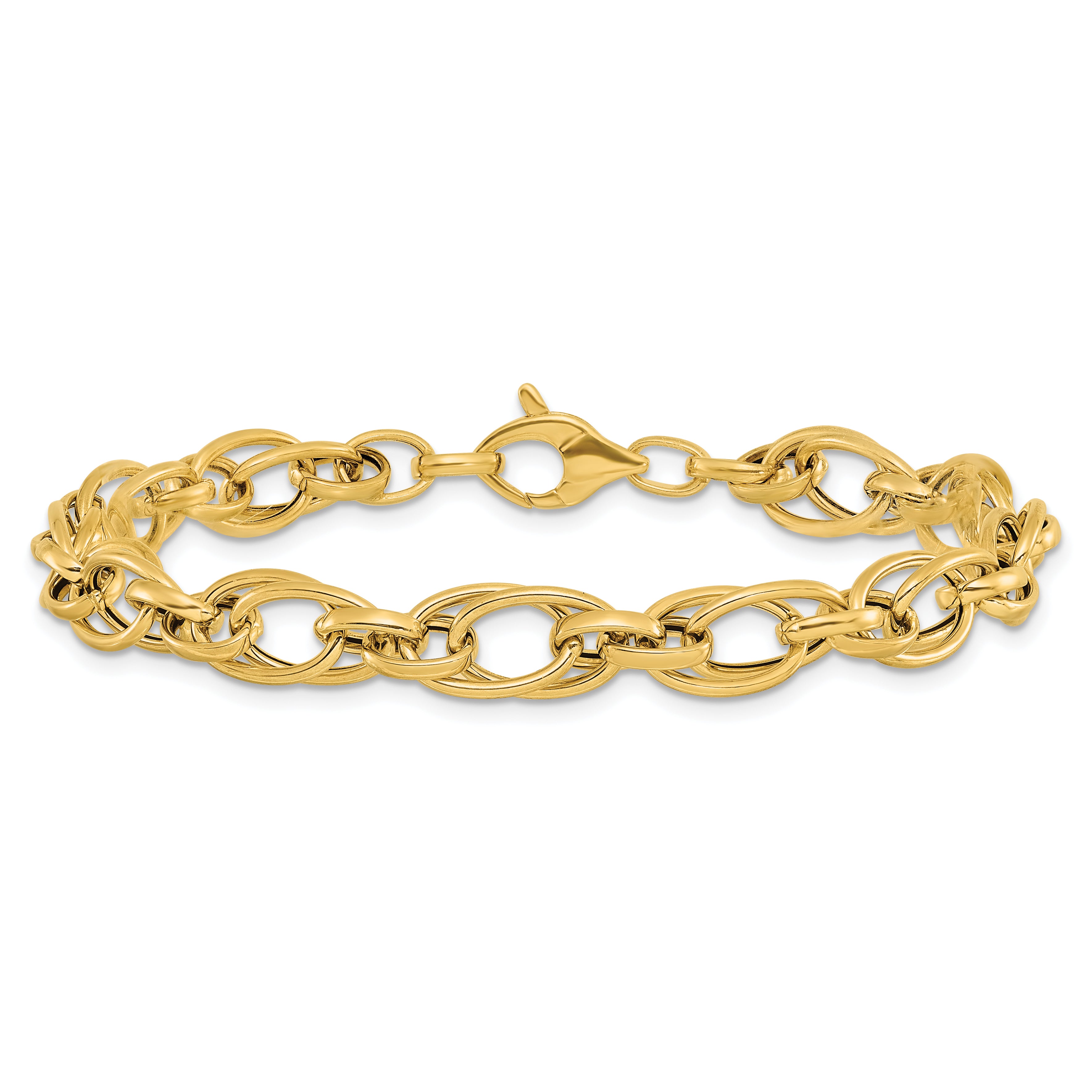 14K Polished Fancy Oval Link Bracelet
