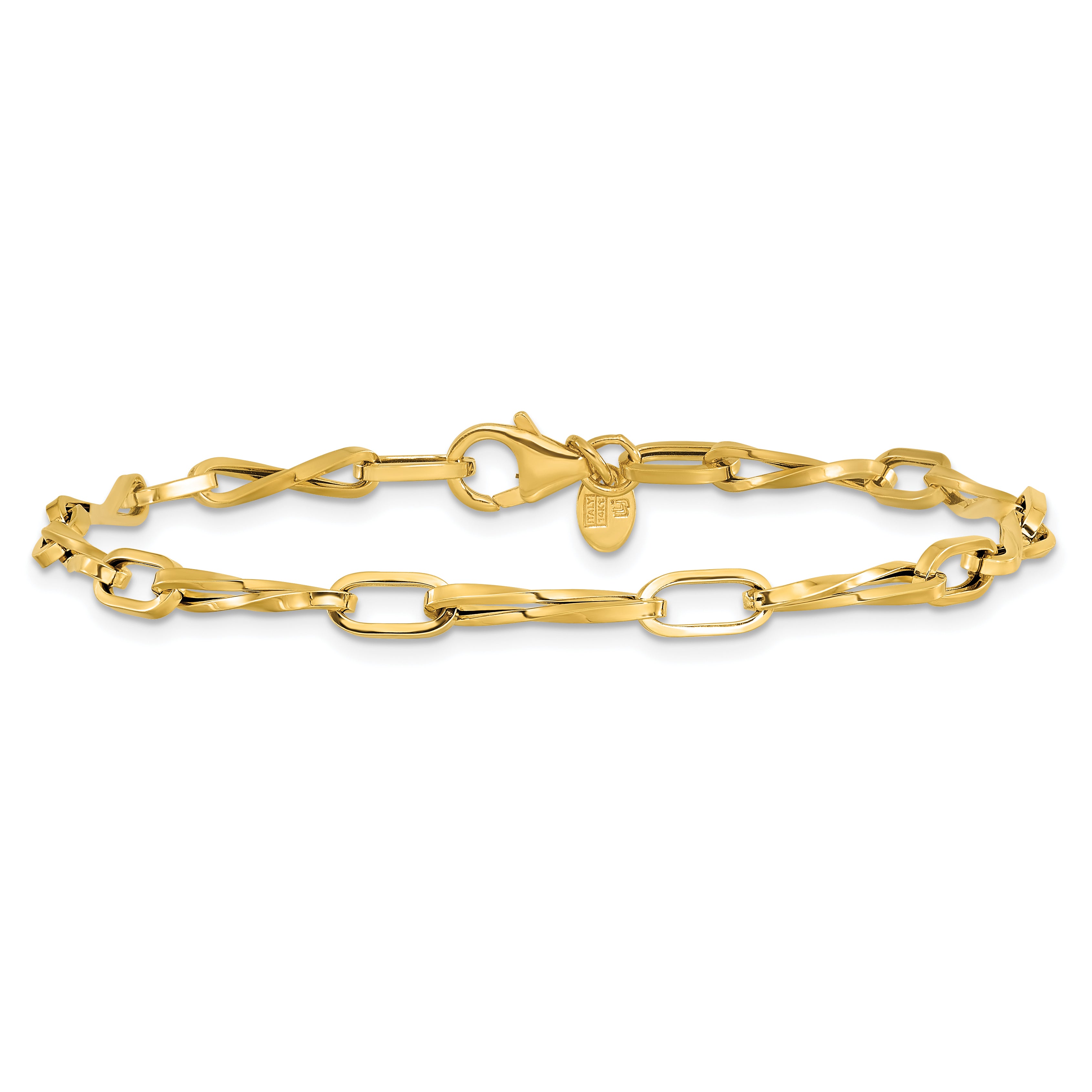 14K Polished Fancy Twisted Link Bracelet