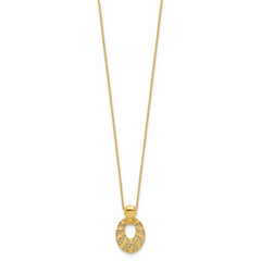 14k Polished D/C 16in w/2.25in ext. Necklace