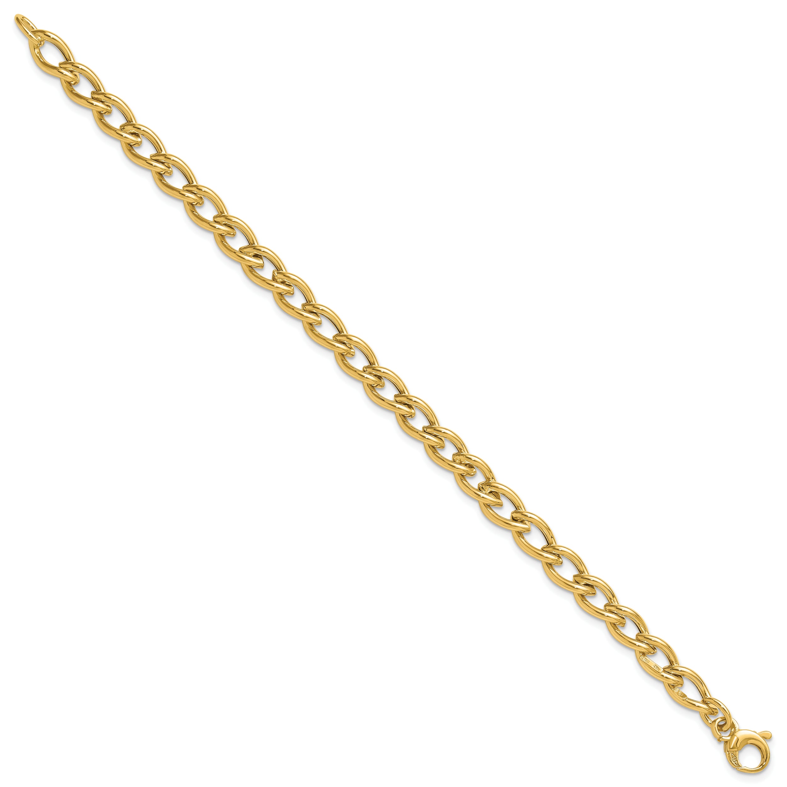 14K Polished Fancy Oval Link Bracelet