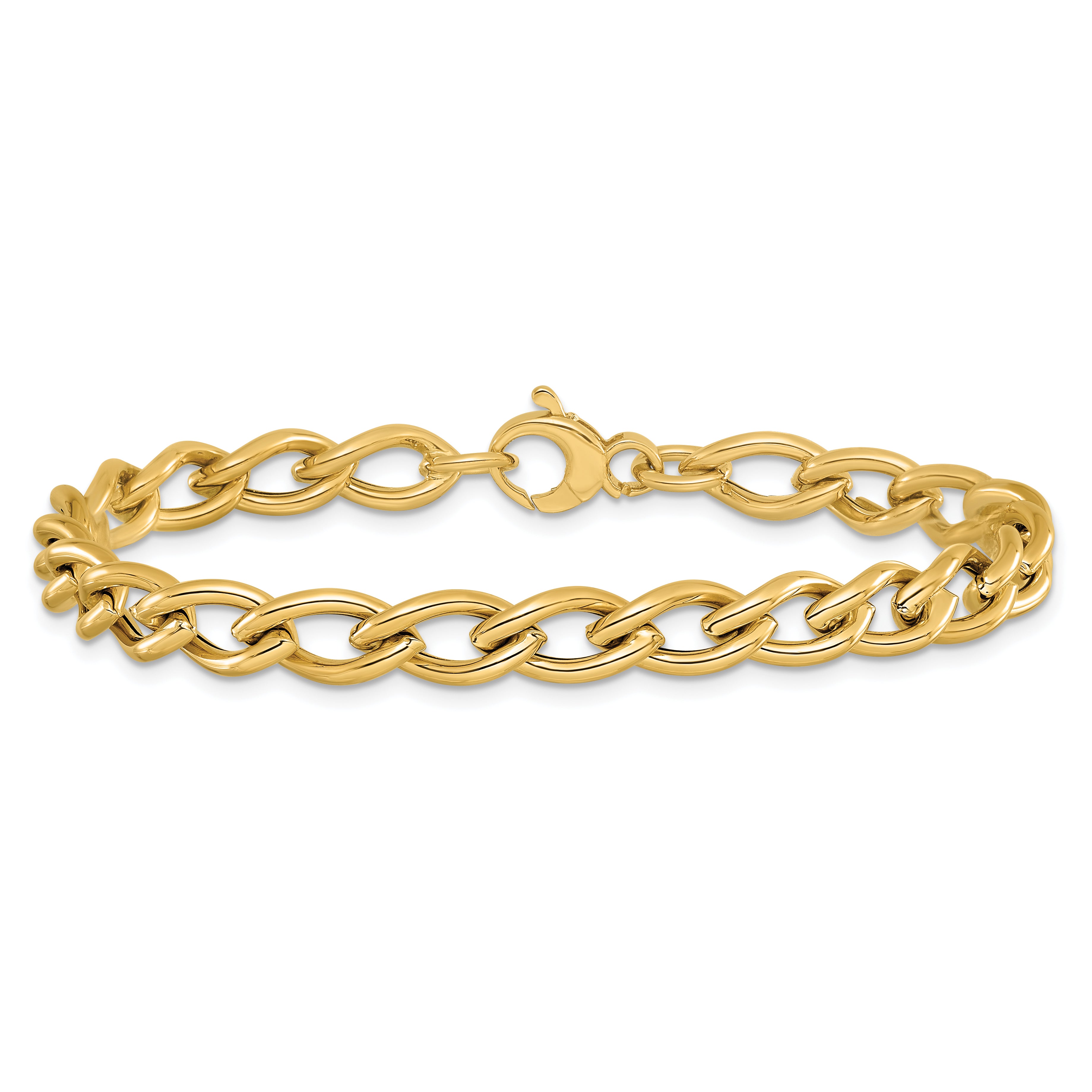 14K Polished Fancy Oval Link Bracelet