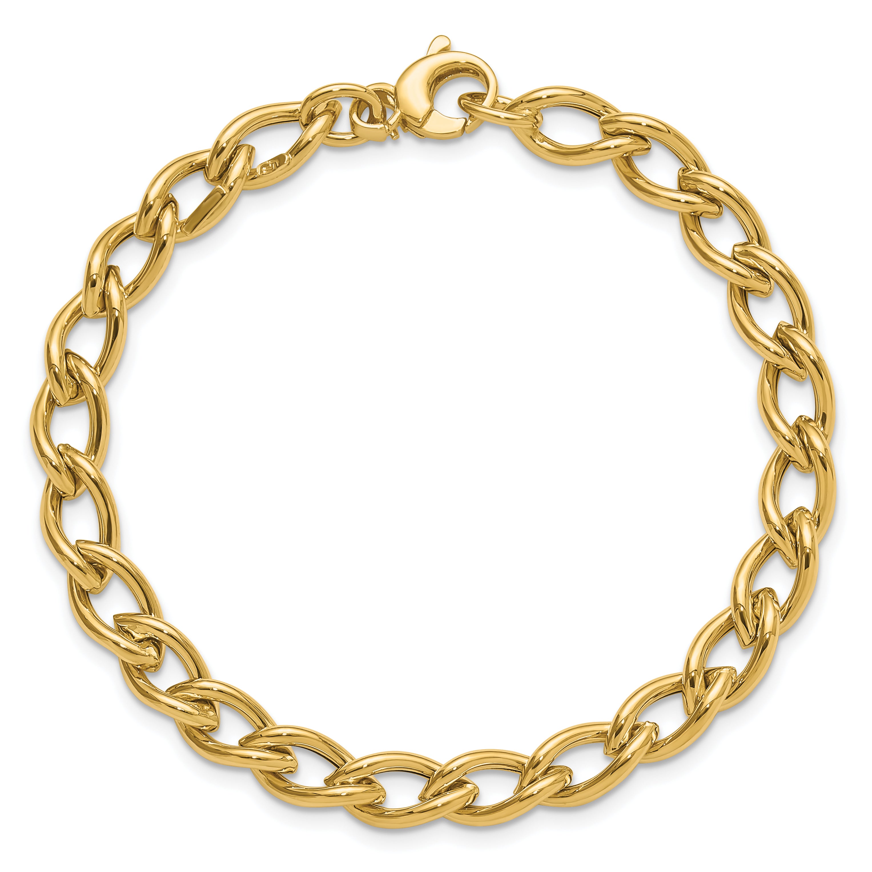 14K Polished Fancy Oval Link Bracelet