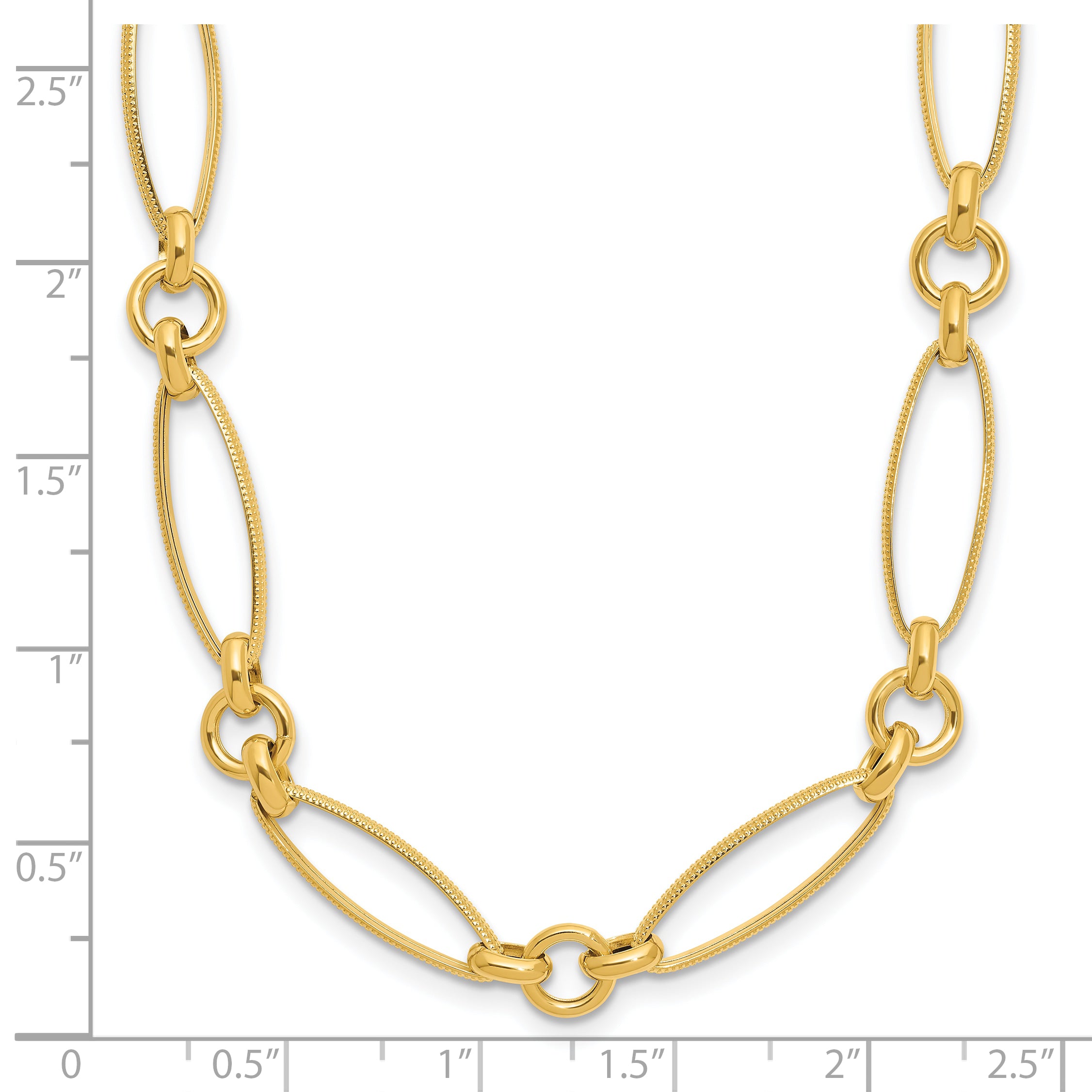 14K Polished/Textured Fancy Link Necklace