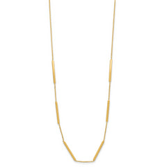 14K Polished 6 Bar Stations 16in with 1.5in ext Necklace