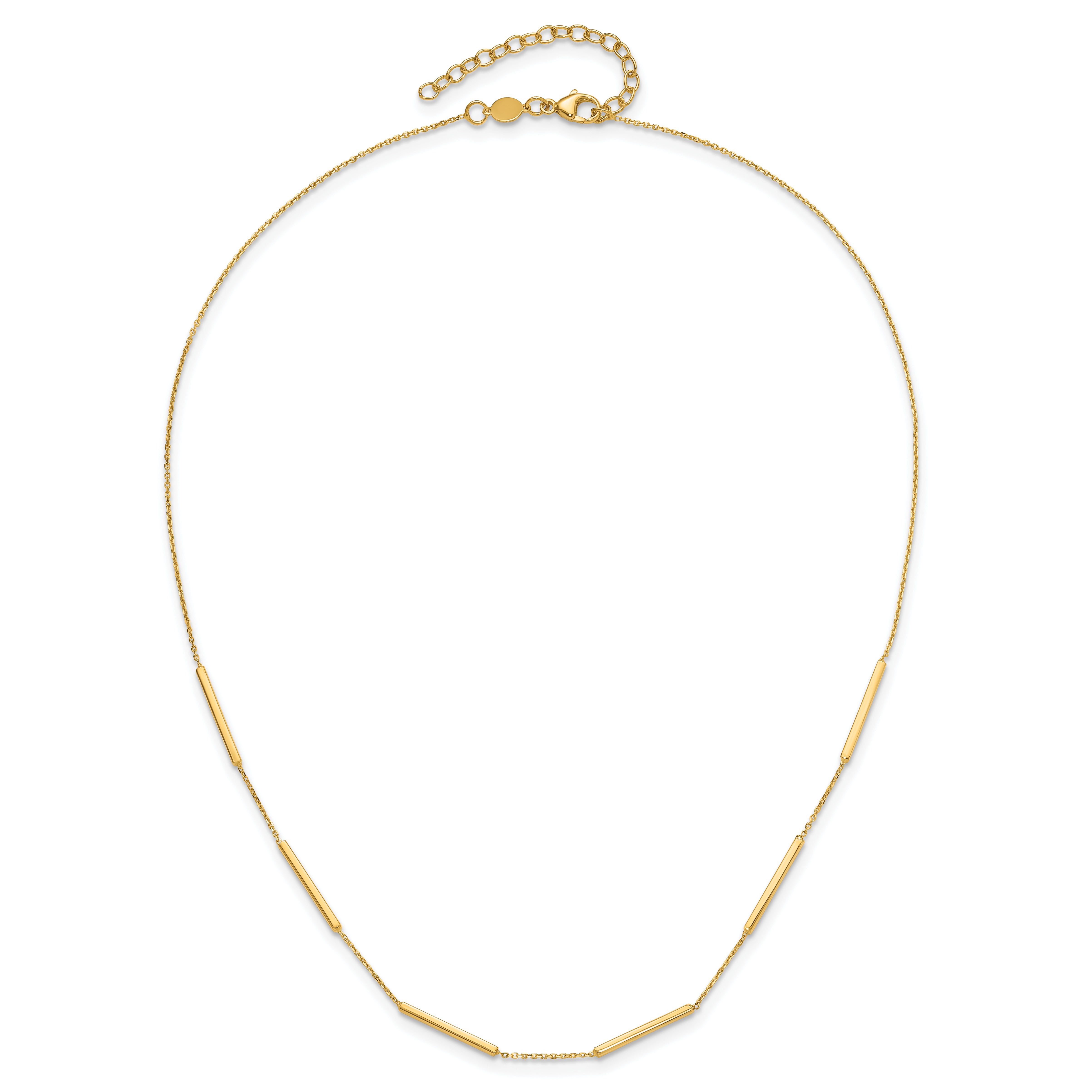 14K Polished 6 Bar Stations 16in with 1.5in ext Necklace