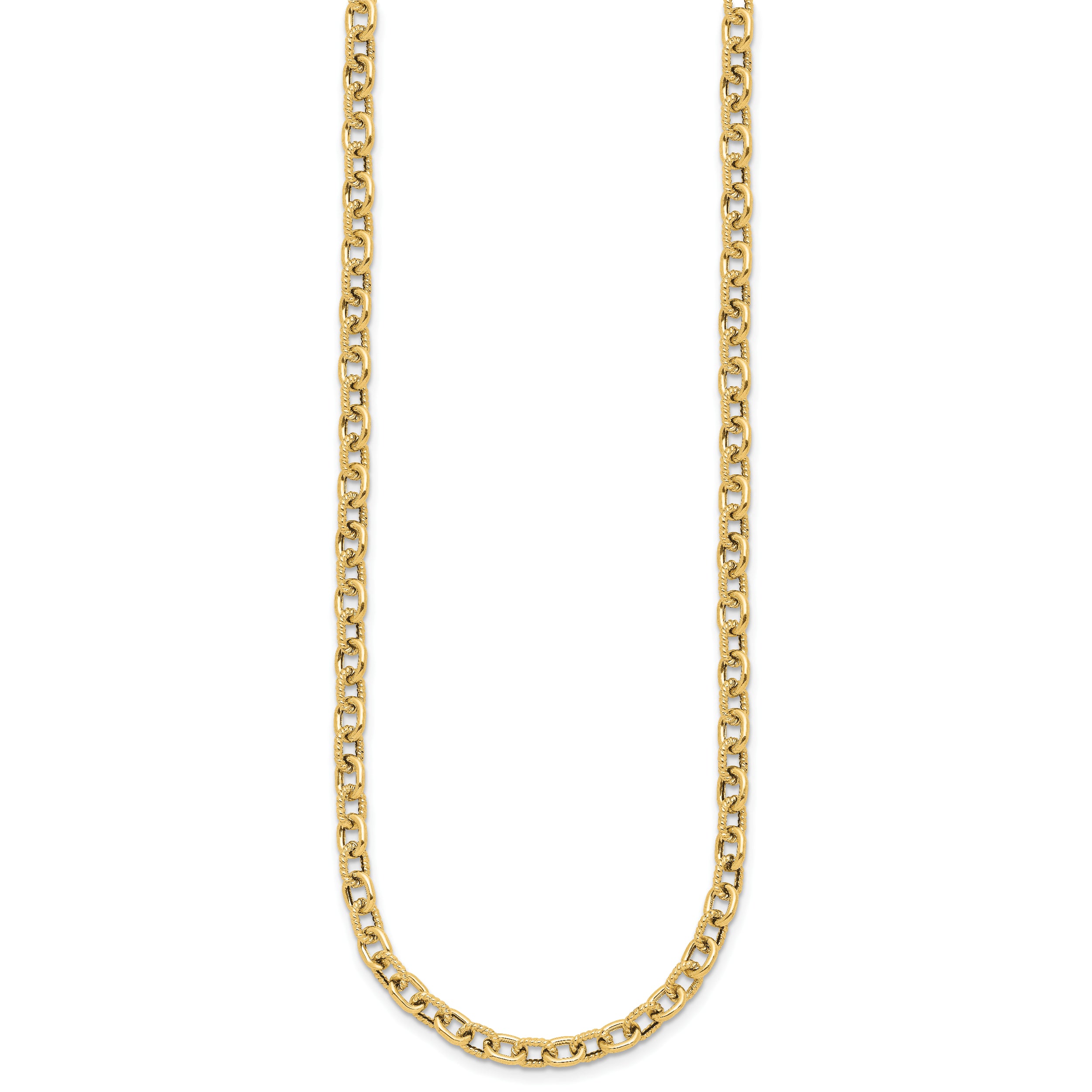 14K Polished and Textured Link Necklace